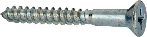 Value Collection - #9, 1-1/2" OAL, Phillips Drive, Flat Head Wood Screw - ASME B18.6.1, Zinc Plated Steel, Grade 2 - USA Tool & Supply