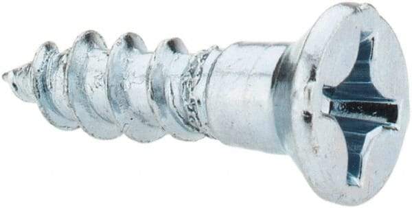 Value Collection - #10, 3/4" OAL, Phillips Drive, Flat Head Wood Screw - ASME B18.6.1, Zinc Plated Steel, Grade 2 - USA Tool & Supply