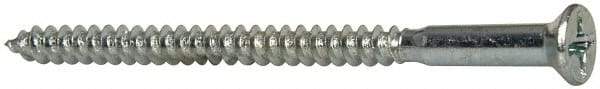 Value Collection - #10, 3" OAL, Phillips Drive, Flat Head Wood Screw - ASME B18.6.1, Zinc Plated Steel, Grade 2 - USA Tool & Supply