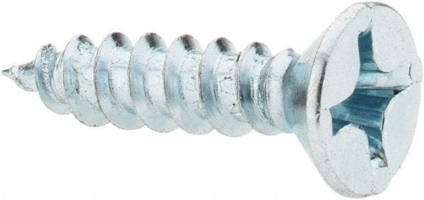 Value Collection - #12, 1" OAL, Phillips Drive, Flat Head Wood Screw - ASME B18.6.1, Zinc Plated Steel, Grade 2 - USA Tool & Supply