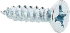 Value Collection - #12, 1" OAL, Phillips Drive, Flat Head Wood Screw - ASME B18.6.1, Zinc Plated Steel, Grade 2 - USA Tool & Supply
