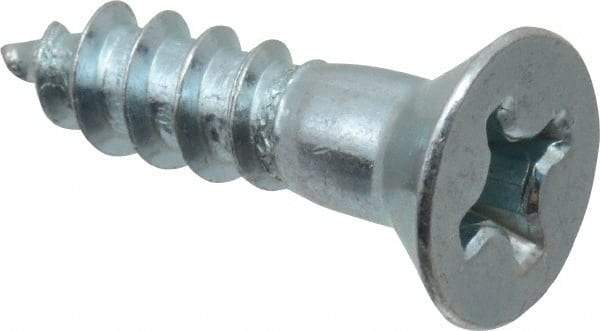 Value Collection - #14, 1" OAL, Phillips Drive, Flat Head Wood Screw - ASME B18.6.1, Zinc Plated Steel, Grade 2 - USA Tool & Supply