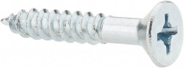Value Collection - #14, 1-1/2" OAL, Phillips Drive, Flat Head Wood Screw - ASME B18.6.1, Zinc Plated Steel, Grade 2 - USA Tool & Supply