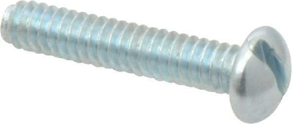 Value Collection - #10-24 UNC, 1" Length Under Head Slotted Drive Machine Screw - Round Head, Alloy Steel, Zinc-Plated Finish, Without Washer - USA Tool & Supply