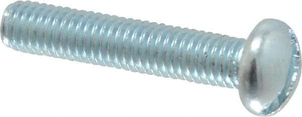 Value Collection - #10-32 UNF, 1" Length Under Head Slotted Drive Machine Screw - Round Head, Alloy Steel, Zinc-Plated Finish, Without Washer - USA Tool & Supply