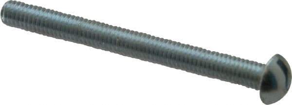 Value Collection - #10-32 UNF, 2" Length Under Head Slotted Drive Machine Screw - Round Head, Alloy Steel, Zinc-Plated Finish, Without Washer - USA Tool & Supply