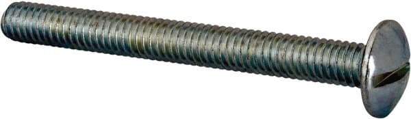 Value Collection - #10-32 UNF, 2-1/4" Length Under Head Slotted Drive Machine Screw - Round Head, Alloy Steel, Zinc-Plated Finish, Without Washer - USA Tool & Supply