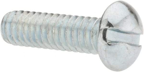 Value Collection - #12-24 UNC, 3/4" Length Under Head Slotted Drive Machine Screw - Round Head, Grade J82 Steel, Zinc-Plated Finish, Without Washer - USA Tool & Supply