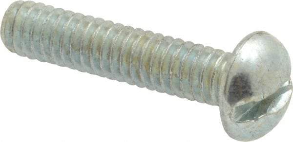 Value Collection - #12-24 UNC, 1" Length Under Head Slotted Drive Machine Screw - Round Head, Grade J82 Steel, Zinc-Plated Finish, Without Washer - USA Tool & Supply