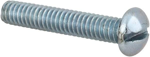 Value Collection - #12-24 UNC, 1-1/4" Length Under Head Slotted Drive Machine Screw - Round Head, Alloy Steel, Zinc-Plated Finish, Without Washer - USA Tool & Supply