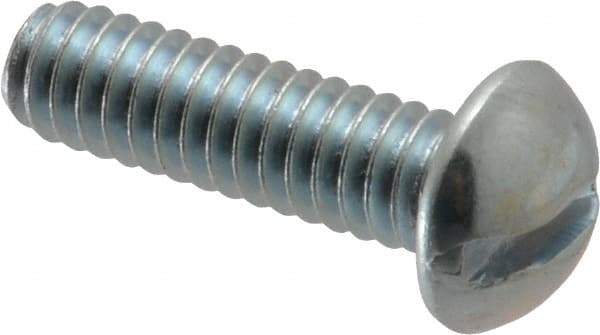 Value Collection - 1/4-20 UNC, 7/8" Length Under Head Slotted Drive Machine Screw - Round Head, Alloy Steel, Zinc-Plated Finish, Without Washer - USA Tool & Supply