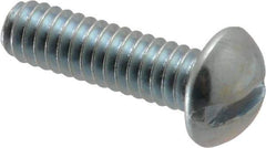 Value Collection - 1/4-20 UNC, 7/8" Length Under Head Slotted Drive Machine Screw - Round Head, Alloy Steel, Zinc-Plated Finish, Without Washer - USA Tool & Supply