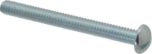 Value Collection - 1/4-20 UNC, 2-1/2" Length Under Head Slotted Drive Machine Screw - Round Head, Alloy Steel, Zinc-Plated Finish, Without Washer - USA Tool & Supply