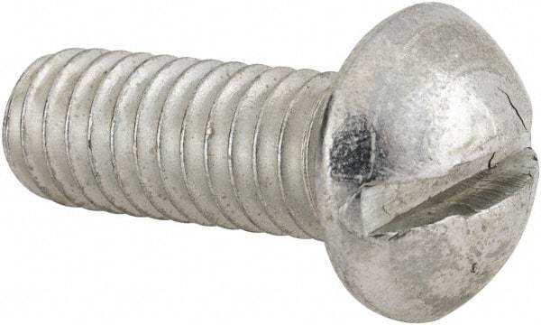 Value Collection - 5/16-18 UNC, 7/8" Length Under Head Slotted Drive Machine Screw - Round Head, Alloy Steel, Zinc-Plated Finish, Without Washer - USA Tool & Supply