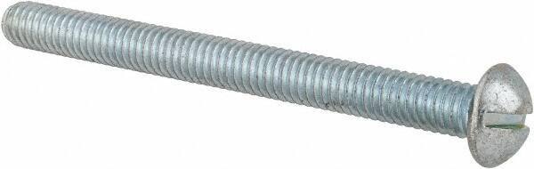 Value Collection - 5/16-18 UNC, 3-1/2" Length Under Head Slotted Drive Machine Screw - Round Head, Alloy Steel, Zinc-Plated Finish, Without Washer - USA Tool & Supply