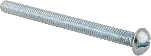 Value Collection - 5/16-18 UNC, 4" Length Under Head Slotted Drive Machine Screw - Round Head, Alloy Steel, Zinc-Plated Finish, Without Washer - USA Tool & Supply
