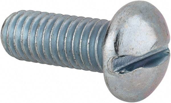 Value Collection - 3/8-16 UNC, 1" Length Under Head Slotted Drive Machine Screw - Round Head, Alloy Steel, Zinc-Plated Finish, Without Washer - USA Tool & Supply