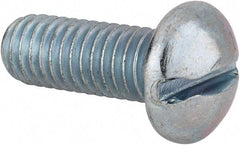 Value Collection - 3/8-16 UNC, 1" Length Under Head Slotted Drive Machine Screw - Round Head, Alloy Steel, Zinc-Plated Finish, Without Washer - USA Tool & Supply