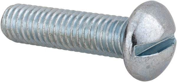 Value Collection - 3/8-16 UNC, 1-1/2" Length Under Head Slotted Drive Machine Screw - Round Head, Alloy Steel, Zinc-Plated Finish, Without Washer - USA Tool & Supply