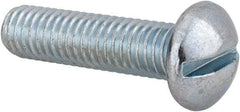 Value Collection - 3/8-16 UNC, 1-1/2" Length Under Head Slotted Drive Machine Screw - Round Head, Alloy Steel, Zinc-Plated Finish, Without Washer - USA Tool & Supply