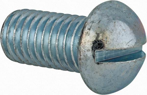Value Collection - 1/2-13 UNC, 1" Length Under Head Slotted Drive Machine Screw - Round Head, Alloy Steel, Zinc-Plated Finish, Without Washer - USA Tool & Supply