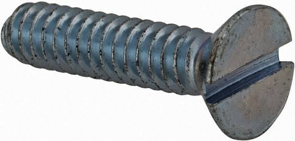 Value Collection - #6-32 UNC, 5/8" OAL Slotted Drive Machine Screw - Flat Head, Grade J82 Steel, Zinc-Plated Finish, Without Washer - USA Tool & Supply