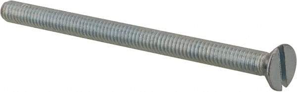Value Collection - #8-32 UNC, 2-1/2" OAL Slotted Drive Machine Screw - Flat Head, Grade 2 Steel, Zinc-Plated Finish, Without Washer - USA Tool & Supply