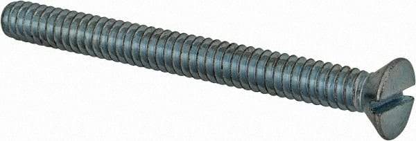Value Collection - #10-24 UNC, 2" OAL Slotted Drive Machine Screw - Flat Head, Grade 2 Steel, Zinc-Plated Finish, Without Washer - USA Tool & Supply