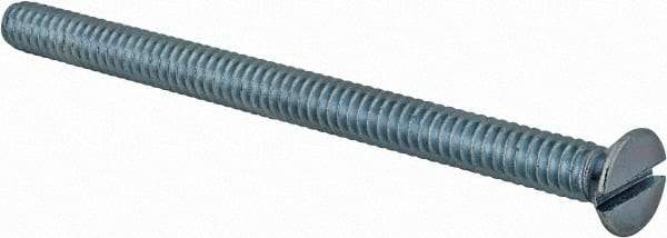Value Collection - #10-24 UNC, 2-3/4" OAL Slotted Drive Machine Screw - Flat Head, Grade 2 Steel, Zinc-Plated Finish, Without Washer - USA Tool & Supply