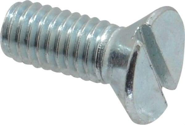 Value Collection - #10-32 UNF, 1/2" OAL Slotted Drive Machine Screw - Flat Head, Grade 2 Steel, Zinc-Plated Finish, Without Washer - USA Tool & Supply