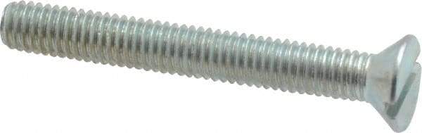 Value Collection - #10-32 UNF, 1-1/2" OAL Slotted Drive Machine Screw - Flat Head, Grade 2 Steel, Zinc-Plated Finish, Without Washer - USA Tool & Supply
