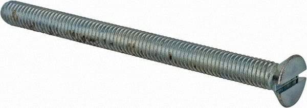 Value Collection - #10-32 UNF, 2-1/2" OAL Slotted Drive Machine Screw - Flat Head, Grade 2 Steel, Zinc-Plated Finish, Without Washer - USA Tool & Supply