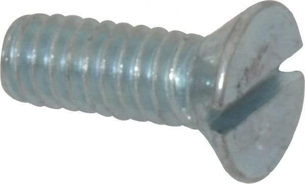 Value Collection - #12-24 UNC, 1/2" OAL Slotted Drive Machine Screw - Flat Head, Grade 2 Steel, Zinc-Plated Finish, Without Washer - USA Tool & Supply