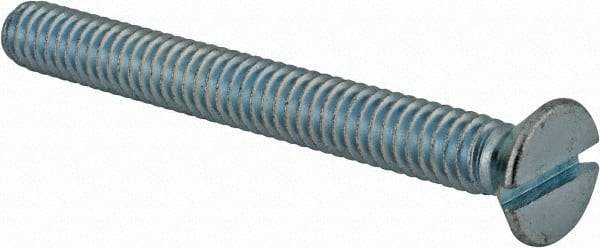 Value Collection - #12-24 UNC, 2" OAL Slotted Drive Machine Screw - Flat Head, Grade J82 Steel, Zinc-Plated Finish, Without Washer - USA Tool & Supply