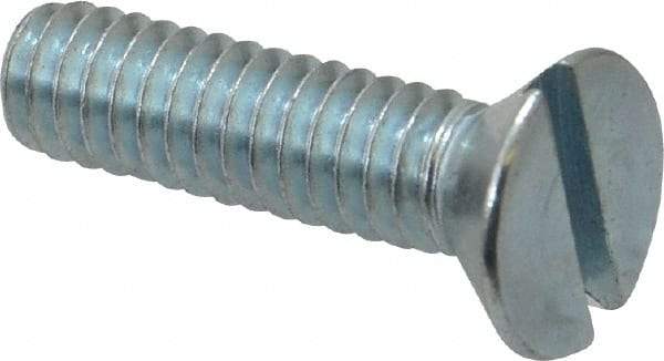 Value Collection - 1/4-20 UNC, 1" OAL Slotted Drive Machine Screw - Flat Head, Grade 2 Steel, Zinc-Plated Finish, Without Washer - USA Tool & Supply