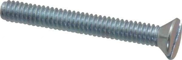 Value Collection - 1/4-20 UNC, 2" OAL Slotted Drive Machine Screw - Flat Head, Grade 2 Steel, Zinc-Plated Finish, Without Washer - USA Tool & Supply
