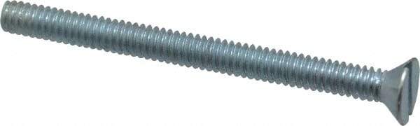 Value Collection - 1/4-20 UNC, 3" OAL Slotted Drive Machine Screw - Flat Head, Grade 2 Steel, Zinc-Plated Finish, Without Washer - USA Tool & Supply