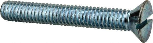 Value Collection - 5/16-18 UNC, 2-1/4" OAL Slotted Drive Machine Screw - Flat Head, Grade 2 Steel, Zinc-Plated Finish, Without Washer - USA Tool & Supply