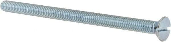 Value Collection - 5/16-18 UNC, 5" OAL Slotted Drive Machine Screw - Flat Head, Grade J82 Steel, Zinc-Plated Finish, Without Washer - USA Tool & Supply