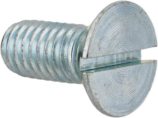 Value Collection - 3/8-16 UNC, 7/8" OAL Slotted Drive Machine Screw - Flat Head, Grade 2 Steel, Zinc-Plated Finish, Without Washer - USA Tool & Supply