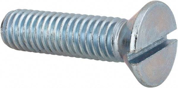 Value Collection - 3/8-16 UNC, 1-1/2" OAL Slotted Drive Machine Screw - Flat Head, Grade 2 Steel, Zinc-Plated Finish, Without Washer - USA Tool & Supply