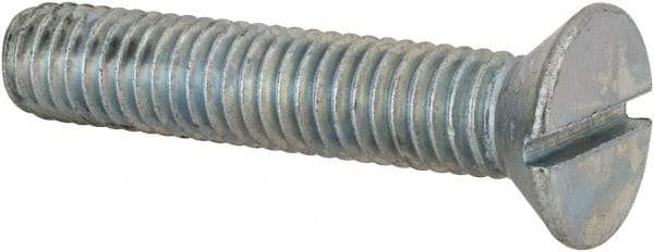 Value Collection - 3/8-16 UNC, 2" OAL Slotted Drive Machine Screw - Flat Head, Grade 2 Steel, Zinc-Plated Finish, Without Washer - USA Tool & Supply