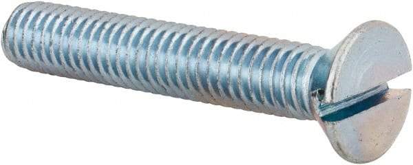 Value Collection - 3/8-16 UNC, 2-1/4" OAL Slotted Drive Machine Screw - Flat Head, Grade 2 Steel, Zinc-Plated Finish, Without Washer - USA Tool & Supply