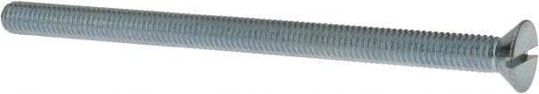 Value Collection - 3/8-16 UNC, 6" OAL Slotted Drive Machine Screw - Flat Head, Grade J82 Steel, Zinc-Plated Finish, Without Washer - USA Tool & Supply