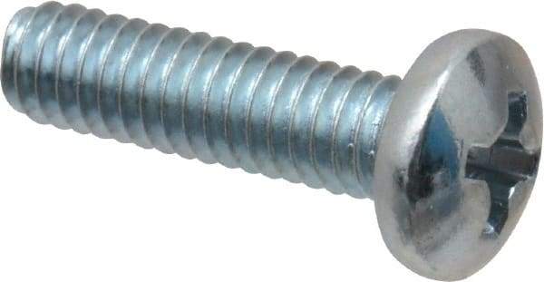 Value Collection - #8-32 UNC, 5/8" Length Under Head Phillips Drive Machine Screw - Pan Head, Grade 2 Steel, Zinc-Plated Finish, Without Washer - USA Tool & Supply