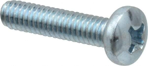 Value Collection - #8-32 UNC, 3/4" Length Under Head Phillips Drive Machine Screw - Pan Head, Grade 2 Steel, Zinc-Plated Finish, Without Washer - USA Tool & Supply