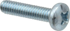 Value Collection - #8-32 UNC, 3/4" Length Under Head Phillips Drive Machine Screw - Pan Head, Grade 2 Steel, Zinc-Plated Finish, Without Washer - USA Tool & Supply