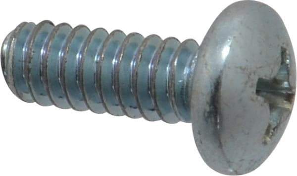 Value Collection - #10-24 UNC, 1/2" Length Under Head Phillips Drive Machine Screw - Pan Head, Grade 2 Steel, Zinc-Plated Finish, Without Washer - USA Tool & Supply