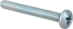 Value Collection - #10-24 UNC, 1-3/4" Length Under Head Phillips Drive Machine Screw - Pan Head, Grade 2 Steel, Zinc-Plated Finish, Without Washer - USA Tool & Supply