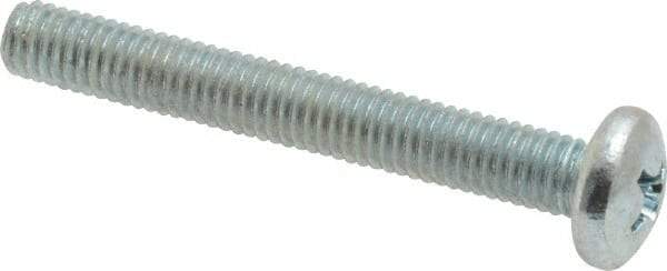 Value Collection - #10-32 UNF, 1-1/2" Length Under Head Phillips Drive Machine Screw - Pan Head, Grade 2 Steel, Zinc-Plated Finish, Without Washer - USA Tool & Supply